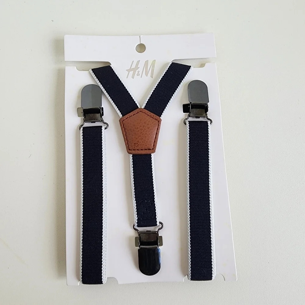 NWT H&M Baby Toddlers Black White Suspenders